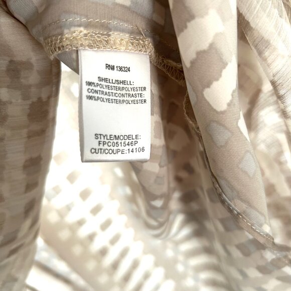 Halston Heritage Printed Kaftan Dress, Mixed Neutrals Ivory Cream, Size XL - Picture 7 of 7